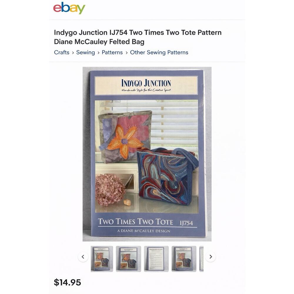 Indygo Junction IJ754 Two Times Two Tote Pattern Diane McCauley Felted Bag